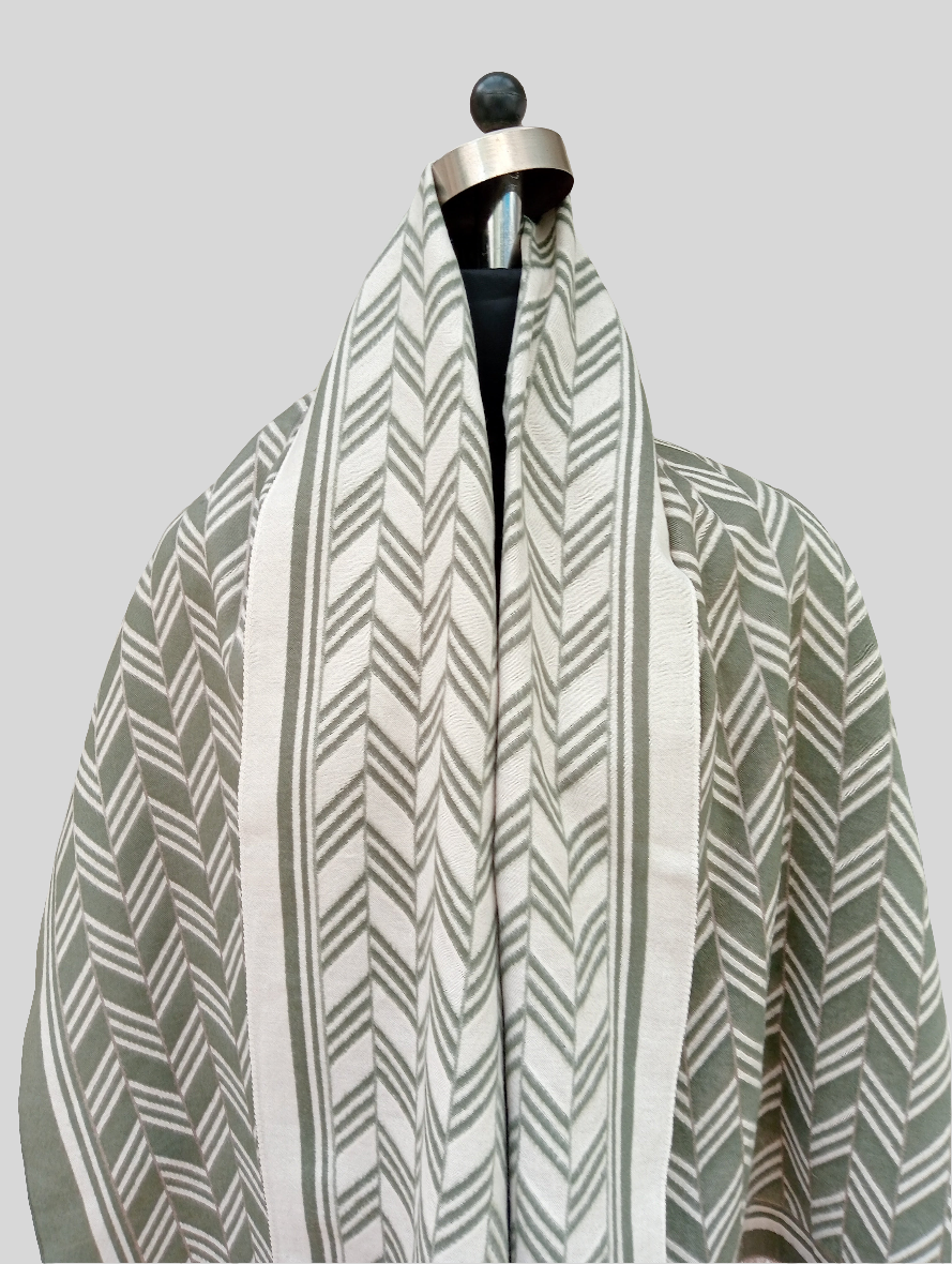 Silk wool Geometric design stole