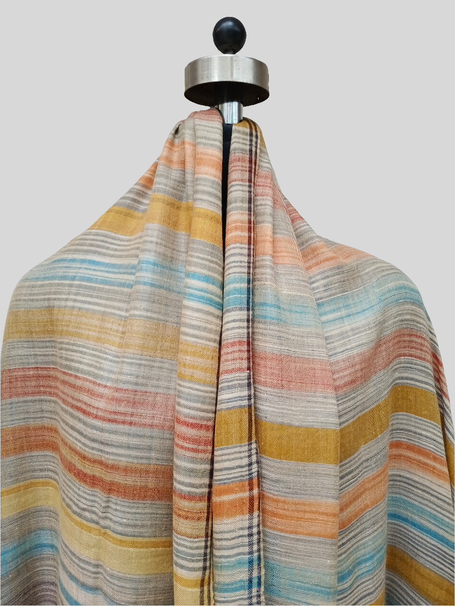 Pure pashmina stripted multicolored shawl