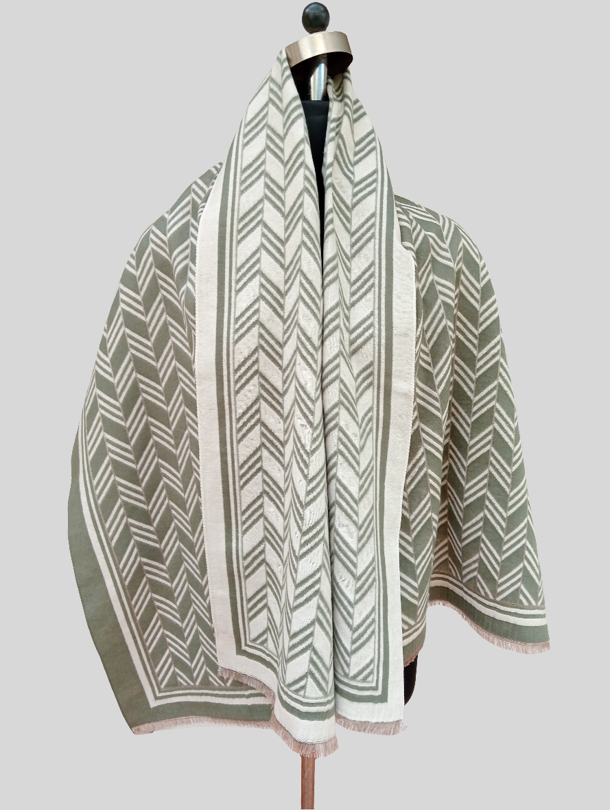 Silk wool Geometric design stole