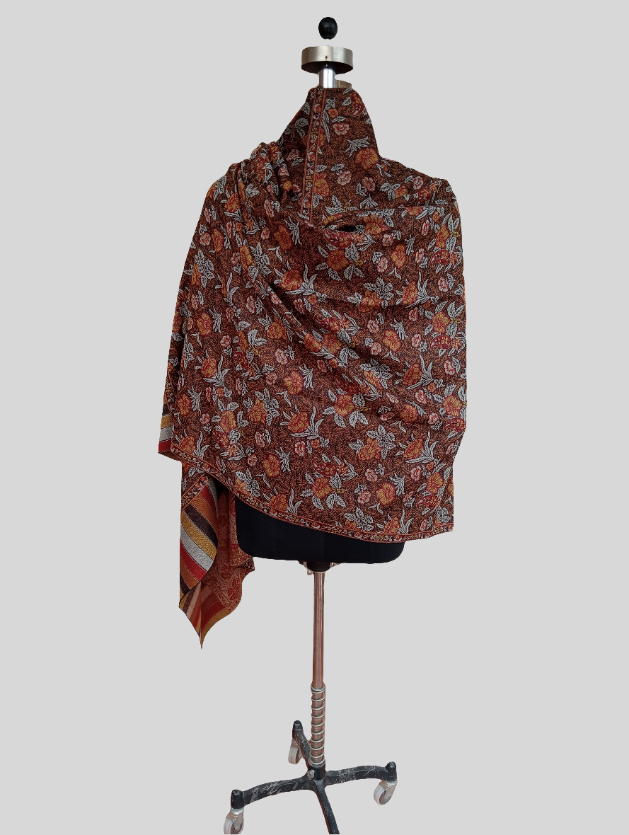 Orange Floral flower print shawl