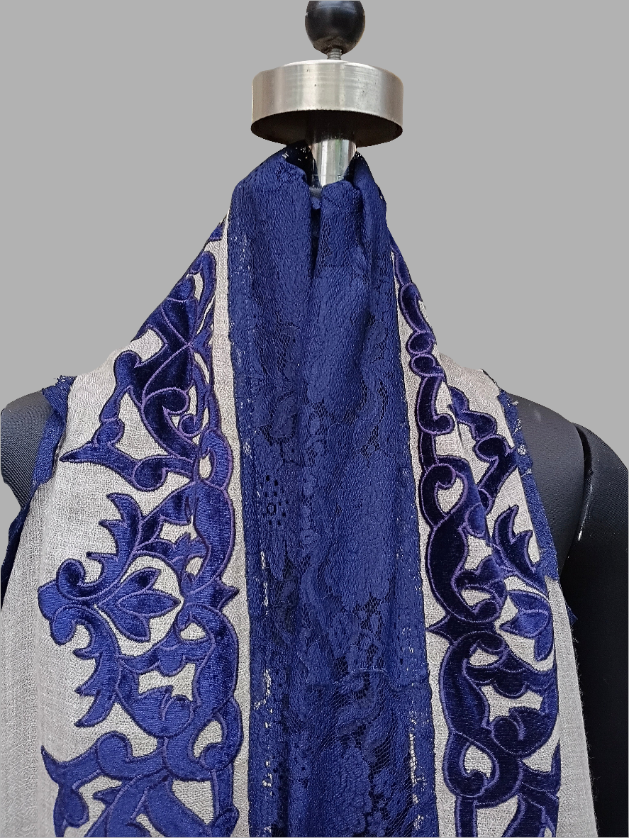 Super Fine wool velvet Applique work lace jacket