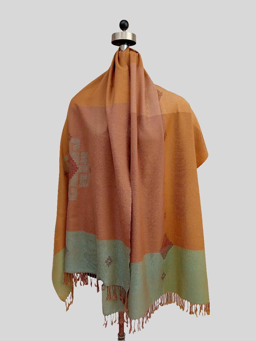 Ikkat design stole with tassels