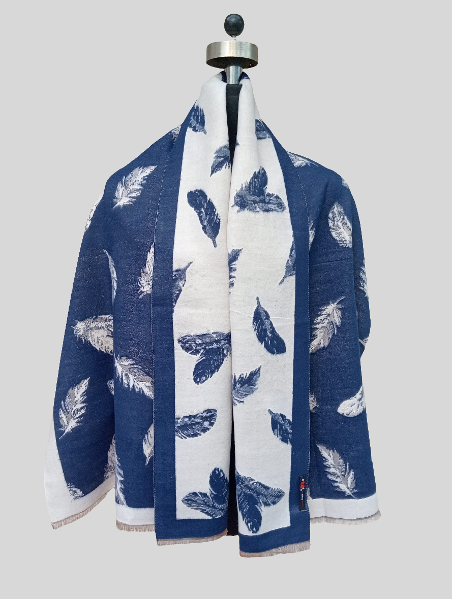 Silk wool reversible leaf stole