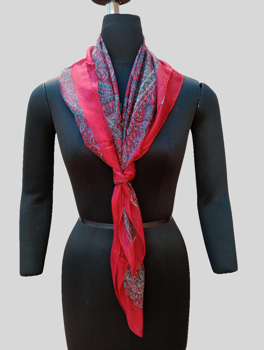 Pure silk scarf ( red )