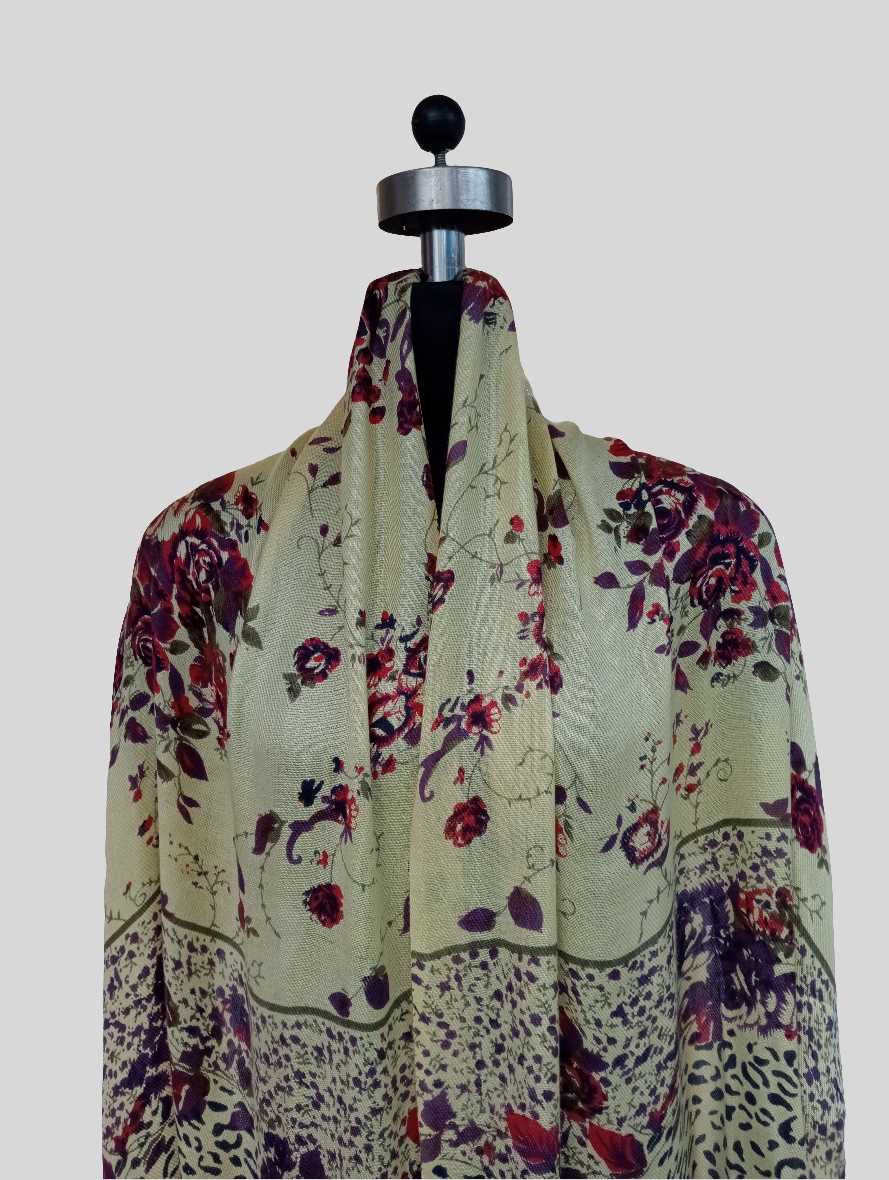 Silk wool digital print stole