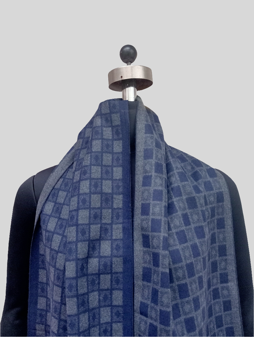 Check with dot design Silk wool stole