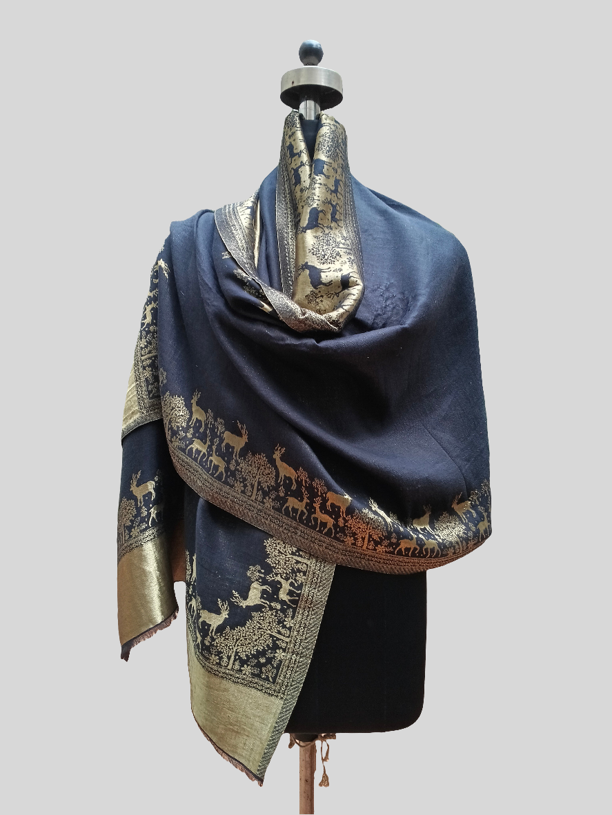 Ladies horse design zari reversible stole
