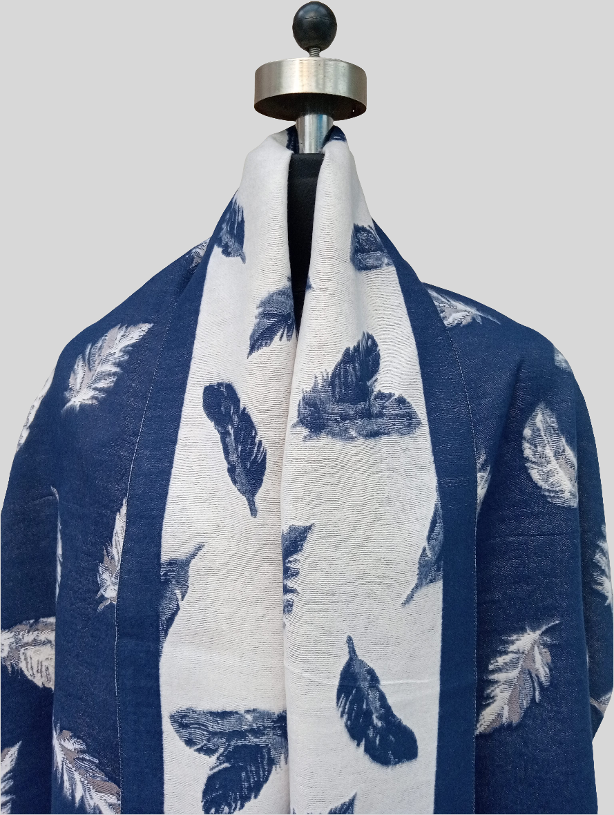 Silk wool reversible leaf stole