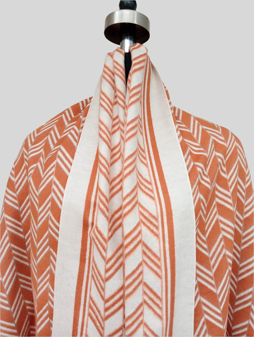 Silk wool Geometric design reversible stole