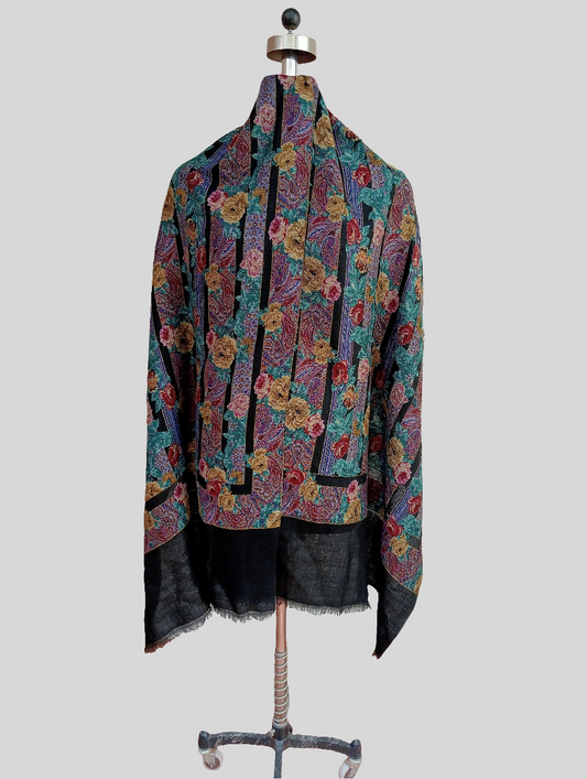 Floral woven jamawar stole