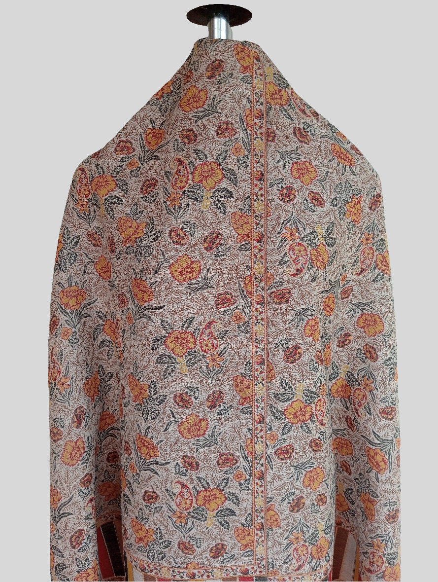 Floral orange flower print shawl