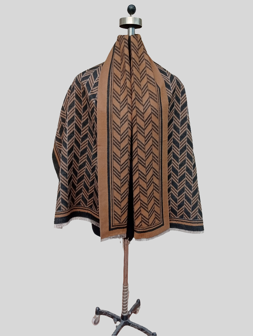 Silk wool Geometric design stole