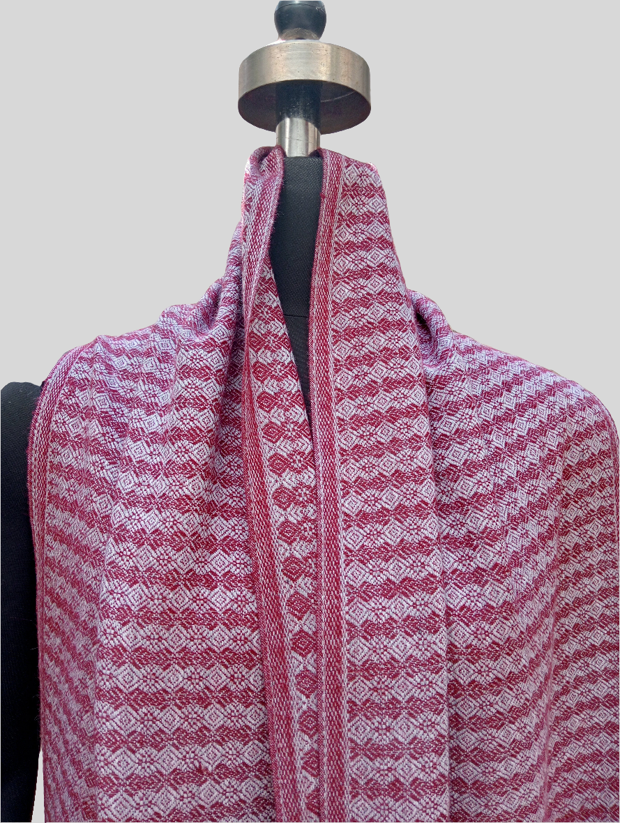 Fine wool geometric design stole