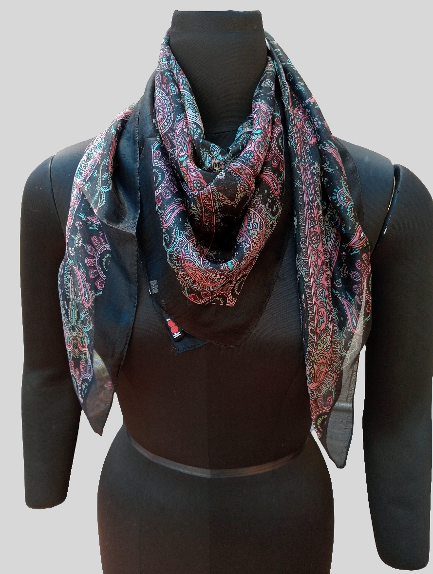 Pure silk scarf ( black )