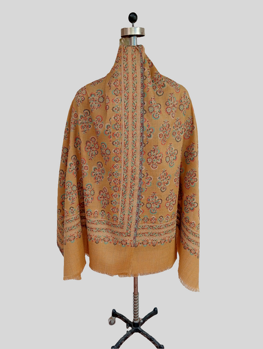 Woven jamawar stole - mustard