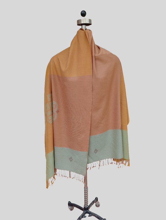 Ikkat wool stole with tassels