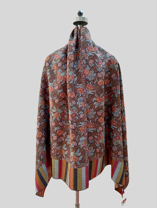Orange Floral flower print shawl