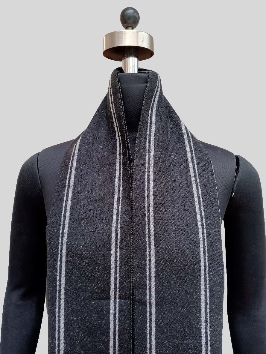 Silk wool vertical line stole