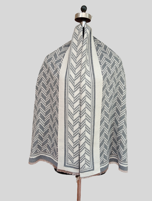 Silk wool Geometric design reversible stole