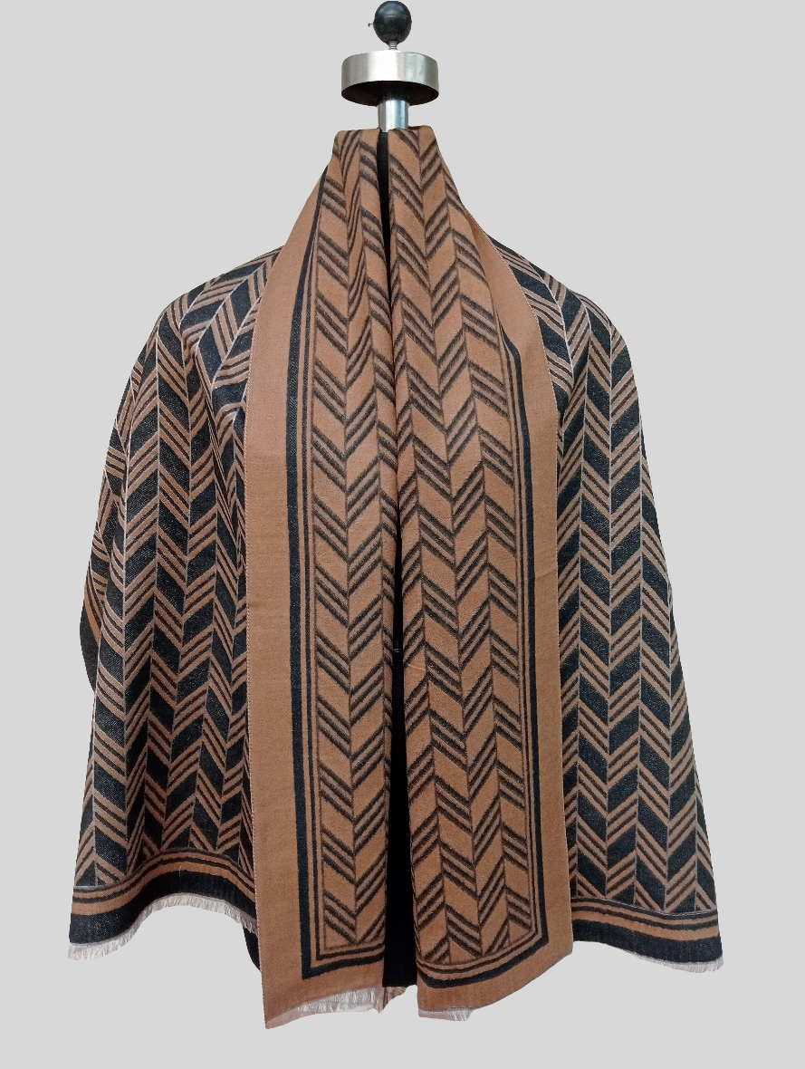 Silk wool Geometric design stole