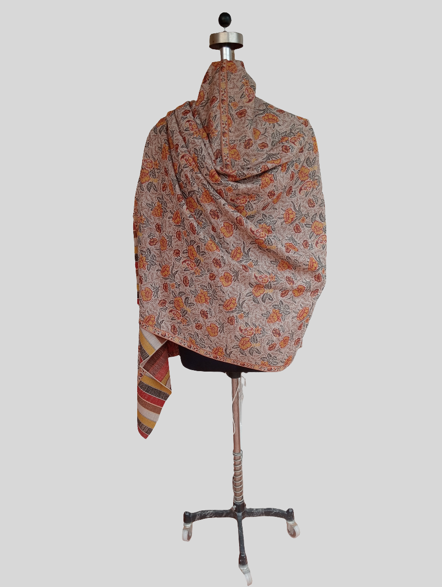 Floral orange flower print shawl