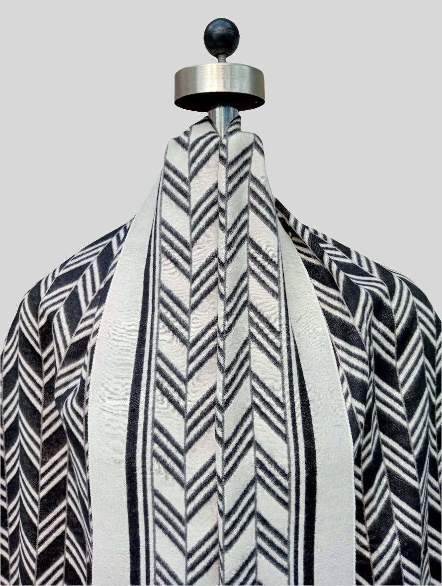 Silk wool Geometric design stole