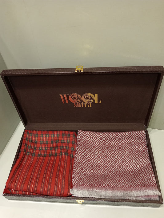 Combo box check stole+fine wool stole