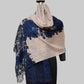 Pure Cashmere French Chantilly Stole - beige with Blue Lace