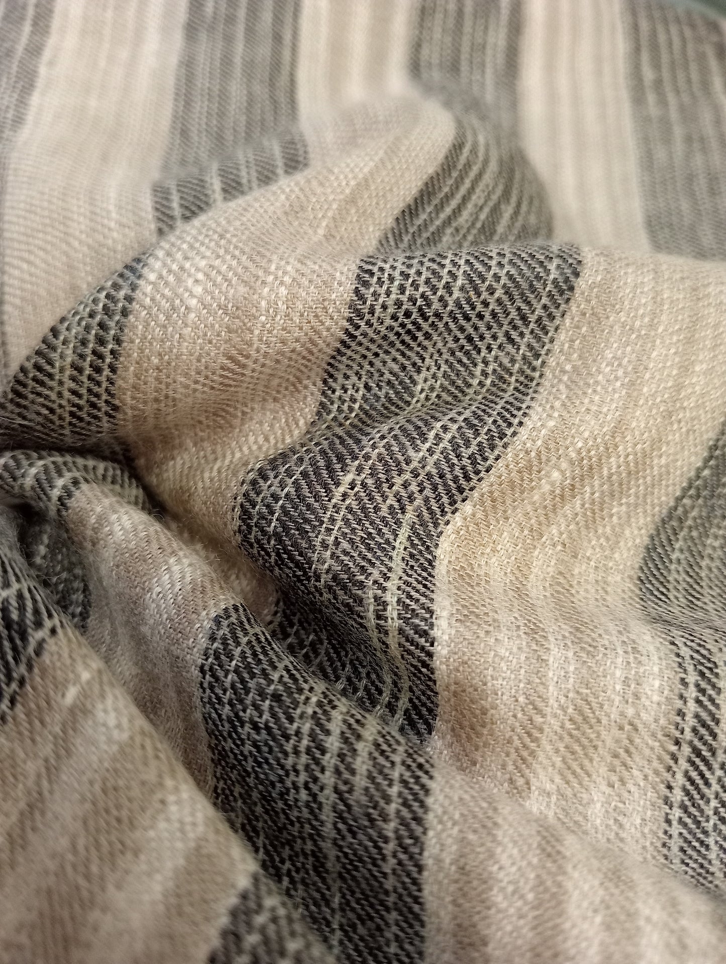 Pure pashmina horizontal black striped shawl