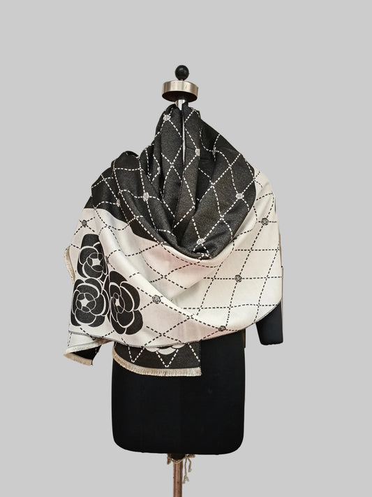 Ladies Reversible silk wool stole