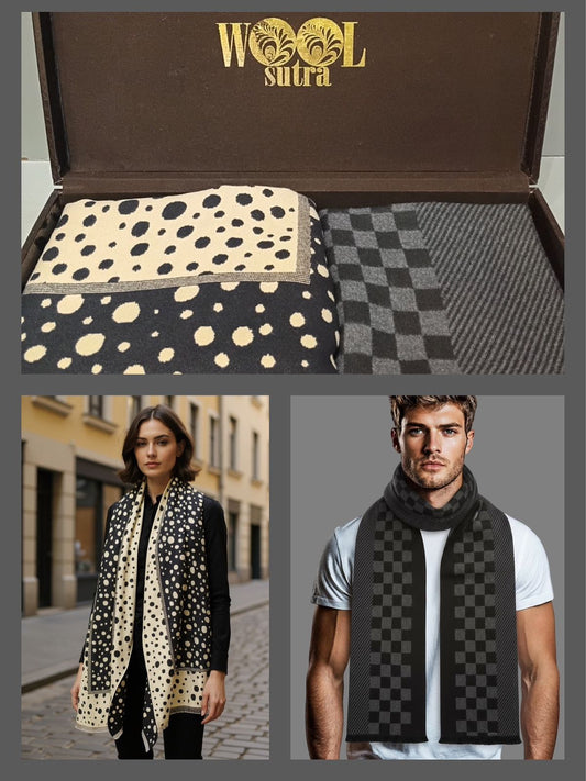 Men's Silk wool +ladies Silk wool stoles combo box