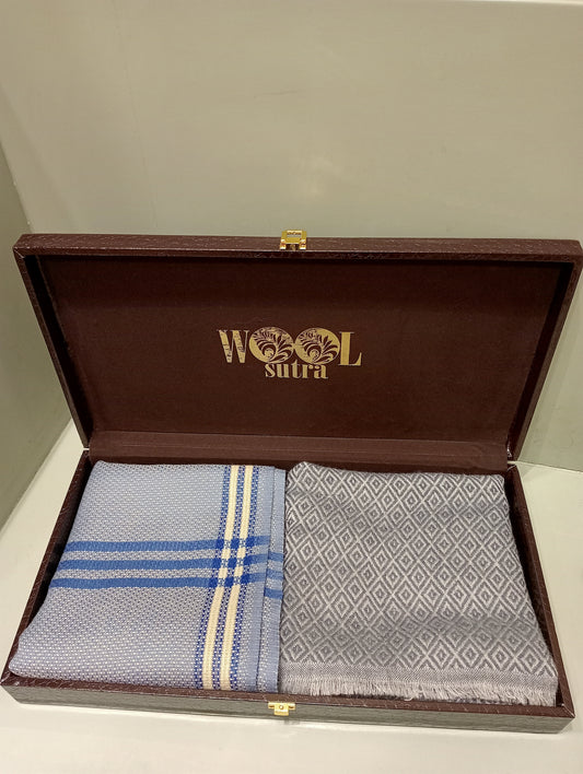 Combo box striped stole+fine wool stole