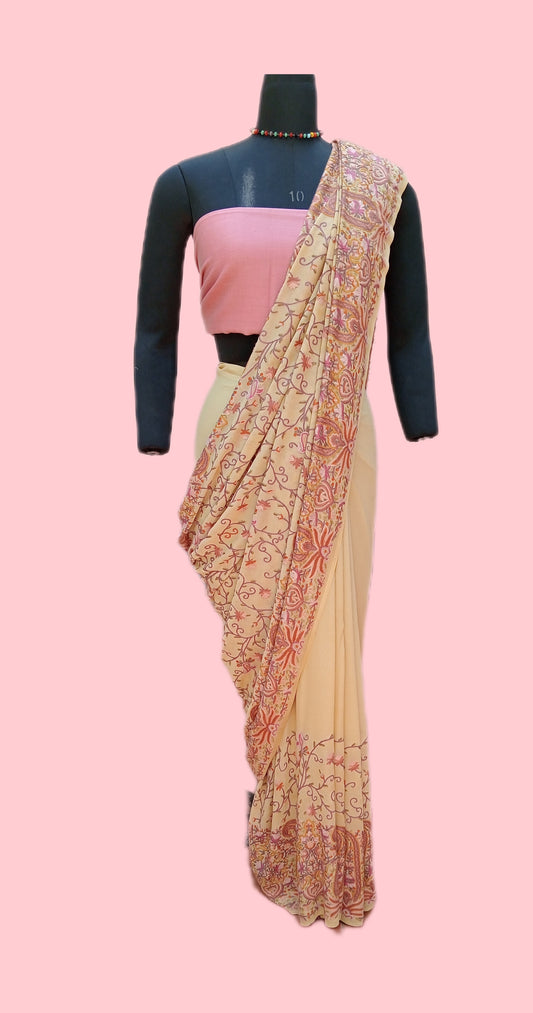 pure Georgette saree parsi embroidery