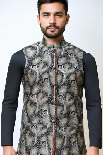 Unisex Peacock Feather Jacket - Grey