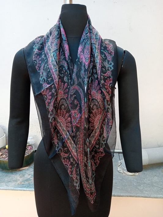 Pure silk scarf ( black )