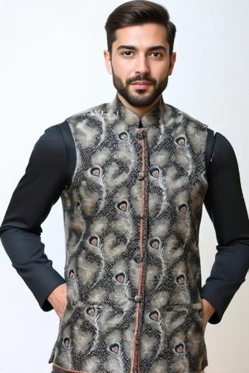 Unisex Peacock Feather Jacket - Grey
