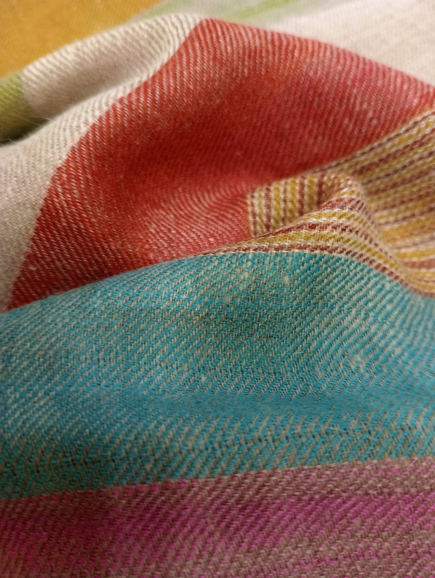 Pure pashmina horizontal stripes multicolored shawl