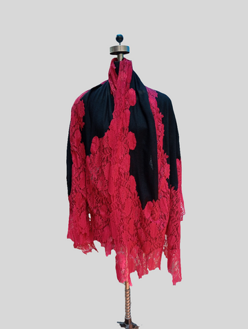 Combo box men's silk wool stole+ladies fine wool five sided lace stole