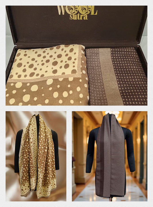 Men’s silk wool +ladies Silk wool stoles combo box