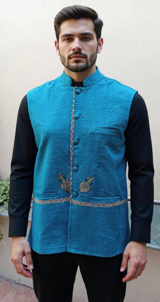 Embroidered border men's jacket