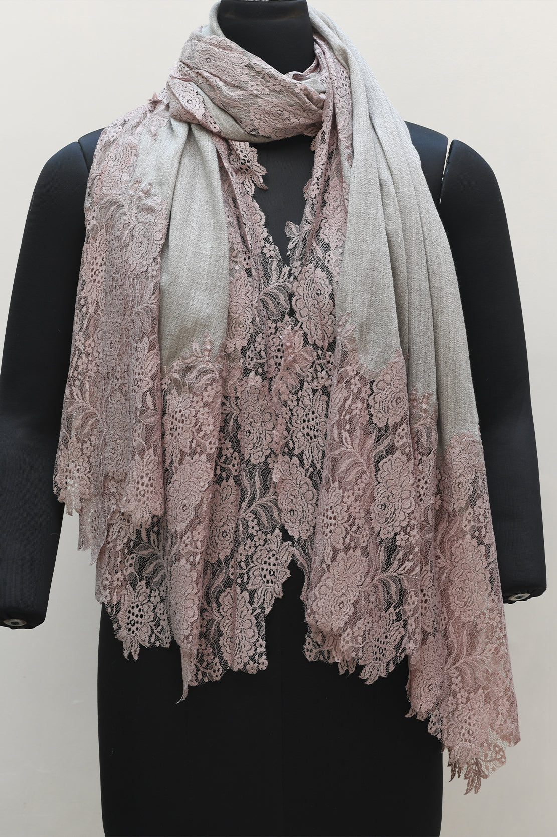 4 Sided Lace Stole - Beige
