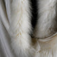 Wool Cashmere 4 Side Fur Stole - Off White