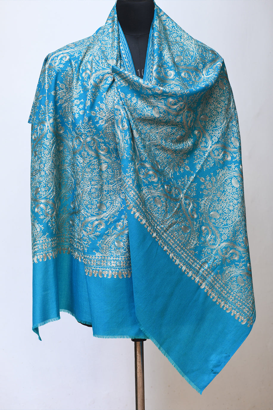 Blue Embroidered Stole